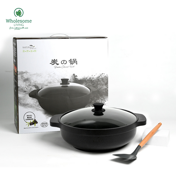 [NATURAL RULE] 炭の炒鍋 Bamboo Charcoal 32cm Wok
