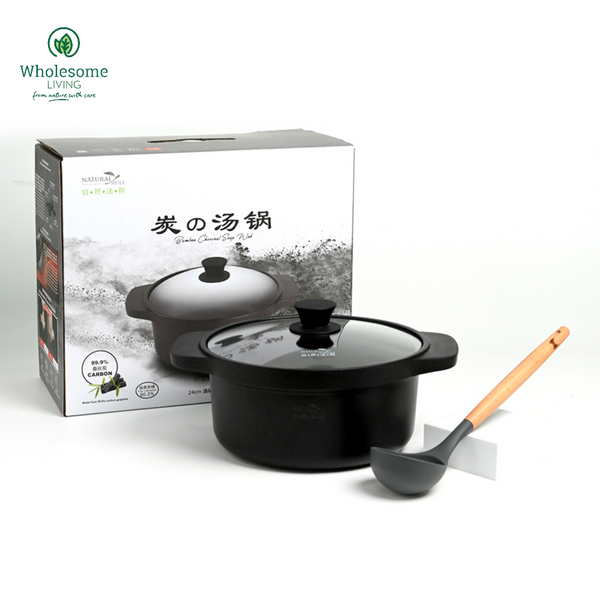 [NATURAL RULE] 炭の湯鍋 Bamboo Charcoal Soup 24cm Wok