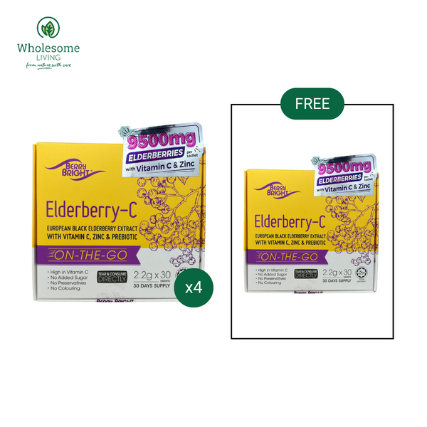 [Buy 4 Free 1] Berry Bright Elderberry-C 2.2g  x 30s x 4 boxes FREE Elderberry-C 2.2g x30s x1 box