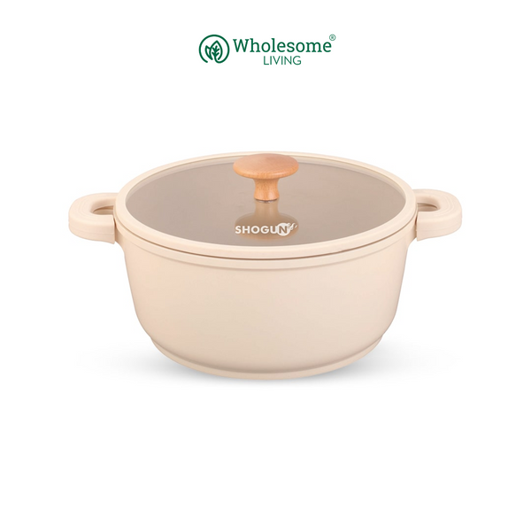 Shogun Ivory Ceragan 24cm Casserole with Silicone Rim Glass Lid 4.2L