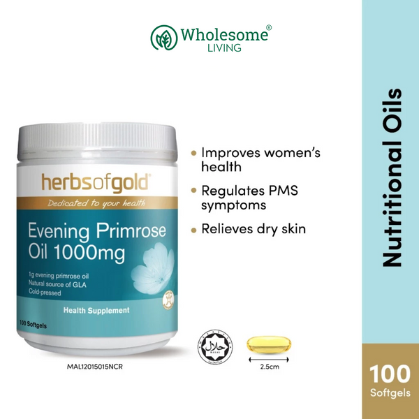 Herbs of Gold Evening Primrose Oil 1000mg (30s/100s)