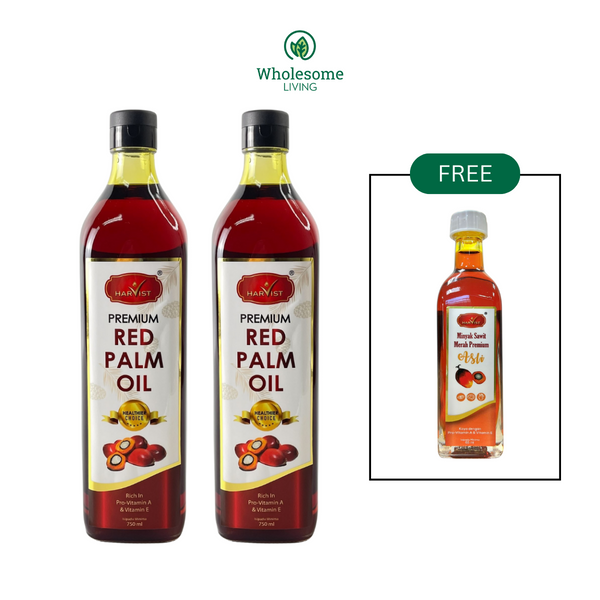 Harvist Premium Red Palm Oil 750ml x2 FREE Harvist Premium Red Palm Oil 65ml