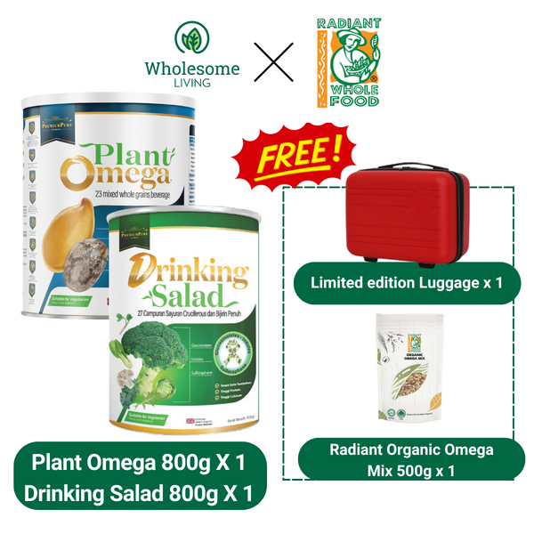 [Gift with Purchase] Drinking Salad 800g x1 + Plant Omega 800g x1, FREE Luggage x 1 + Organic Omega Mix 500g x 1