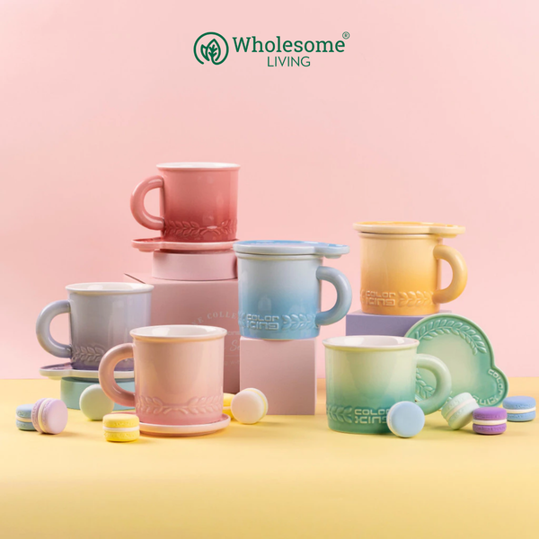 [Set of 6] Color King LUXE Macaron Series Ceramic Mug with Lid 380ML