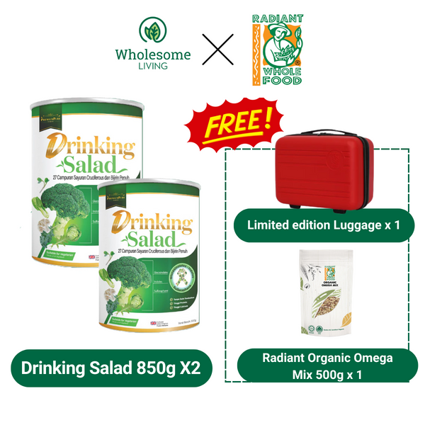 [Gift with Purchase] Drinking Salad 800g x2, FREE Luggage x 1 + Organic Omega Mix 500g x 1