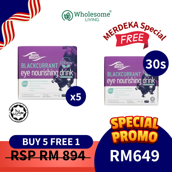 [Buy 5 Free 1] Berry Bright Eye Nourishing Drink with Stevia 8g x30s x5 boxes FREE Berry Bright Stevia 8g x30s