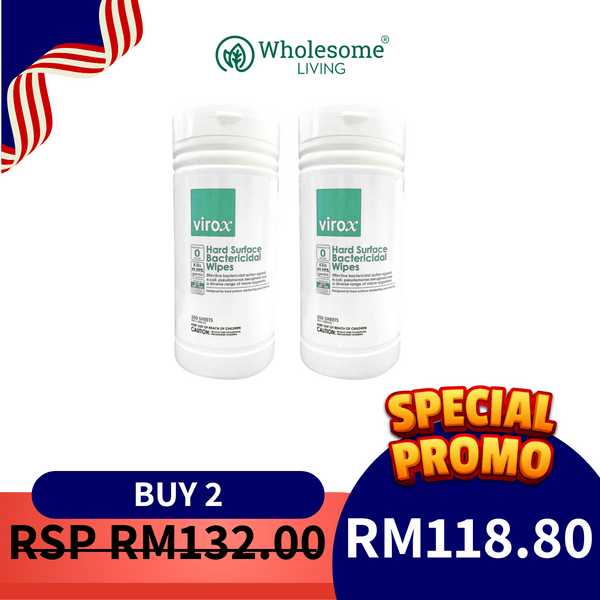 [TWIN PACK] Virox 70% Alcohol Disinfecting Wipes 200 Sheets x 2 Bottles