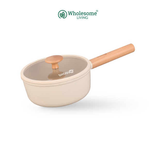 Shogun Ivory Ceragan 20cm Saucepan with Silicone Rim Glass Lid 2.2L