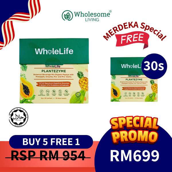 [BUY 5 FREE 1] WholeLife Plantezyme 2g x30s x5 boxes,  FREE Plantezyme x 30s x1