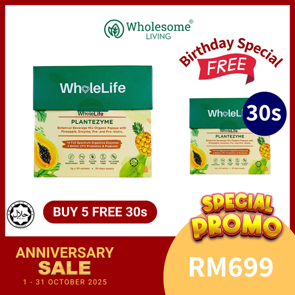 [BUY 5 FREE 1] WholeLife Plantezyme 2g x30s x5 boxes,  FREE Plantezyme x 30s x1