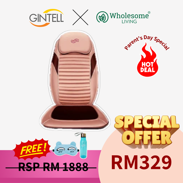 Gintell G-Mobile Lux Massage Cushion [GT653RG]  FREE: G-Meoi Eye-mask + Sport Bottle