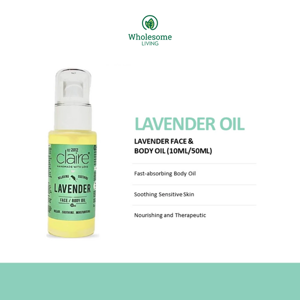 Claire Organics Face Oil & Body Oil 50ml (Calming Lavender / Relaxing)