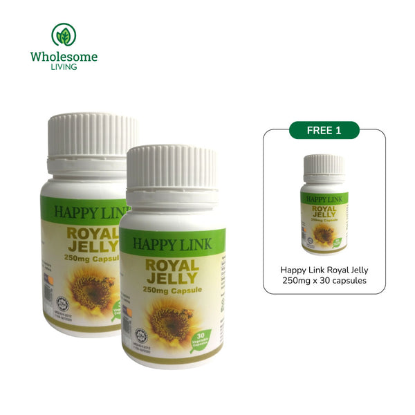 [Expiry: 1 Sept 2024] [BUY 2 FREE 1] Happy Link Royal Jelly 250mg x 30 capsules x 3