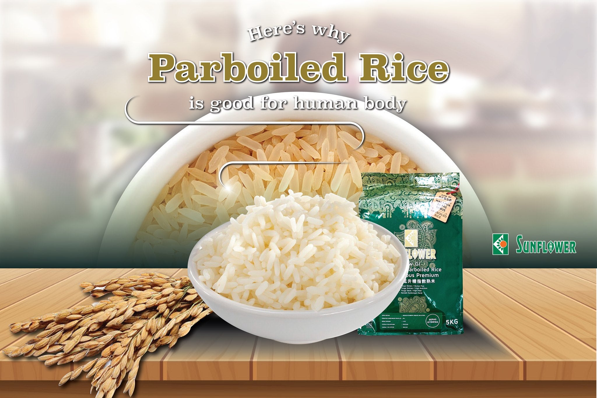 Sunflower Premium Parboiled Rice 5kg – WholesomeLiving.my
